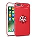 Produktbild Coollee iPhone 7 Plus/ iPhone 8 Plus Hülle Silikon Ultra Dünn TPU Weich Handyhülle Bumper Backcover mit Metallisch Ring Ständer 360° Drehbarer Finger-Halterung Kickstand Kompatibel mit Magnetic Car Mount, Silikonhülle Schutzhülle Case Schmaler Anti-Scratch Anti-Fingerprint Etui Smartphone Metallring Halter Handy Tasche Hüllen Schale für Apple iPhone 7 Plus/8 Plus 5.5", Rot