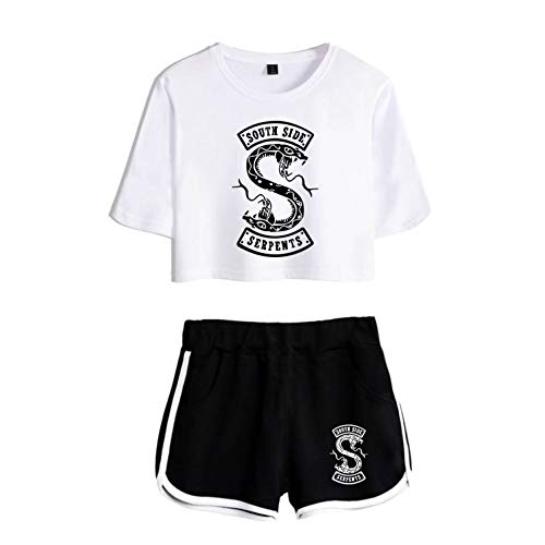 Mujer de Verano de algodón Corta Camisetas + Pantalones Cortos Traje de Dos Piezas Set Pijamas Deporte Riverdale South Side (5,L)