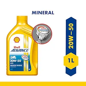 Shell Advance AX5 4T 20W-50 API SL Premium Mineral Motorbike Engine Oil (1 L)