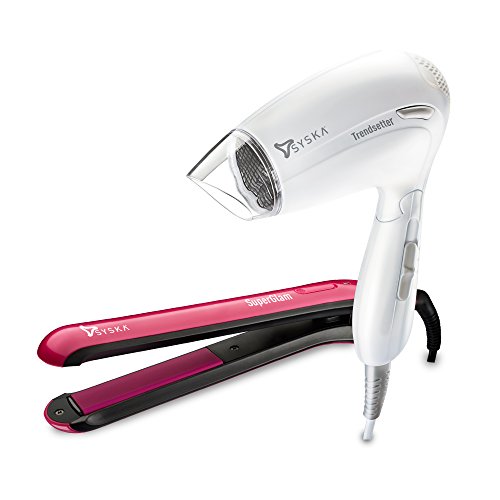 Syska Superglam HS 6811 Hair Straightener and Trendsetter HD 1605 Hair Dryer (Multicolor) RS.1539 (36.00% Off) - Amazon