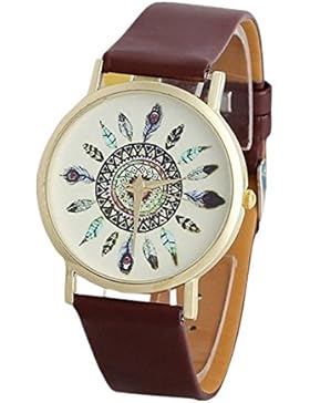 Sunnywill Neue Vintage Feder Zifferblatt Leder Band Quarz Analog einzigartige Armbanduhren für Frauen Mädchen...