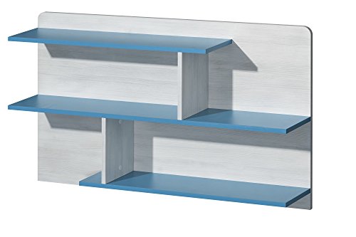 Preisvergleich Produktbild Hängerregal Wandregal Kindermöbel NUKI Kinderzimmer Babyzimmer (Norwegische Kiefer - Hellblau)