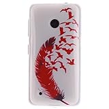 COZY HUT For Nokia Lumia 530 N530 Case Cover, Ultra Slim TPU Clear Soft Silicone Case for Nokia Lumia 530 N530,Back Case for Nokia Lumia 530 N530 - Red Feather