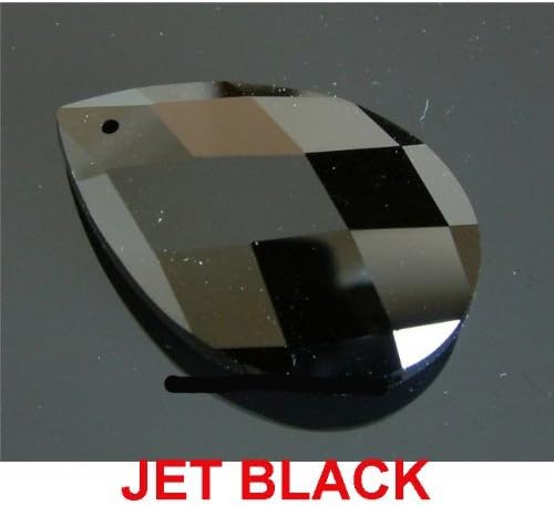2 x Jet Black 51mm x 33mm Almond or Pear Shaped 30% Lead Crystals for Chandelier, Ceiling light, Feng shui, Christmas Tree , Window display, Wedding Display, Curtains .. etc..