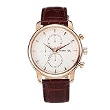 Yiwa Uhren Männer Modische Ultradünne Große Zifferblatt Uhr mit Lederband Stilvolle Quarz Armbanduhr Ornament Gif