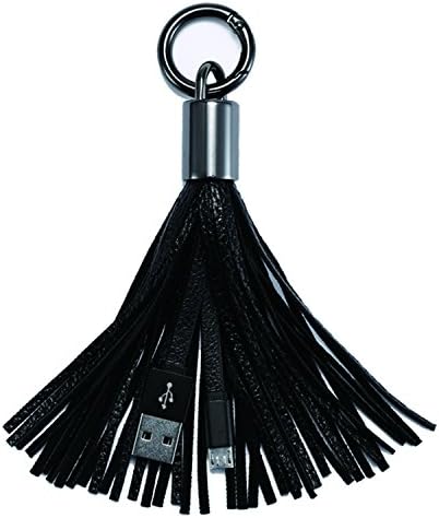 Xutu Micro to USB Leather Tassel USB Leather Key Chain 3 A Charge Sync Cable for SUMSANGG,HUAWEI,NOKIA,VIVO and other Micro Port Phone-Black