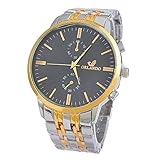 Herren Schwarz Farbe Armbanduhr Edelstahl Besondere Zifferblatt Quartz Analog Armreif Uhr mit Batterie Moeavan (Schwarz)