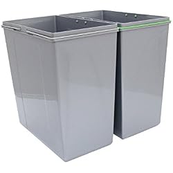 KuKoo - Poubelles Coulissantes Encastrables de 90L pour Cuisine, Poubelles de Recyclage à Deux Bacs. 49,5cm(h) x 56,5cm(l) x 48,4cm(p)