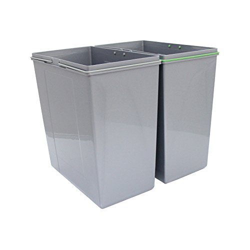 KuKoo - Poubelles Coulissantes Encastrables de 90L pour Cuisine, Poubelles de Recyclage à Deux Bacs. 49,5cm(h) x 56,5cm(l) x 48,4cm(p)