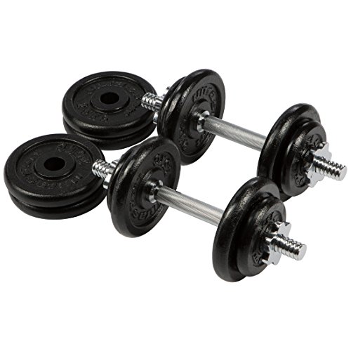 Ultrasport Guss-Kurzhantel-Set 30 kg, 2 x 35 cm Hantelstange mit 8 x 2,5 kg und 4 x 1,25 kg Scheiben - 2