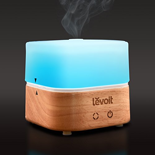Levoit Aroma Diffuser Holzmaserung Ultraschall Luftbefeuchter mit 7 Farben-LED, Touch-Tasten-Steuerung, Duftzerstäuber Humidifier für Salon Spa Yoga Schlafzimmer Konferenzraum Büro Toilette Baby-Zimmer, 120ml, Weiß. - 3