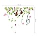 Large Naughty Monkeys on tree vine Wall Art Sticker Decal for nursery Bedroom Decor Removable baby Kids room wall mural children birthday party Decoration Home Wall Art Decoration
