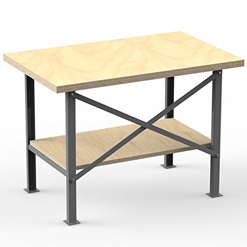 AUPROTEC Profi-Werkbank 1250 x 600 x 850 mm mit Multiplex-Platte 40mm – Werkbankplatte Massiv Multiplex Holz – Industriequalität - 6