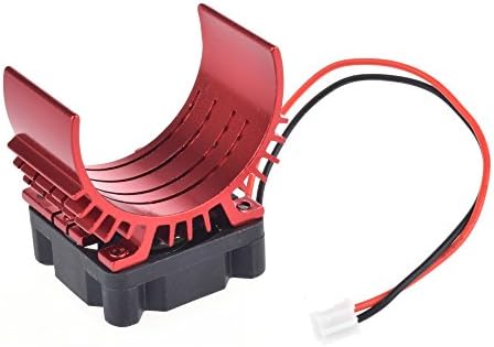 Aluminum Motor Heatsink with 5v Cooling Fan for 1/10 RC Car 540 3650 Size Motor(Red)