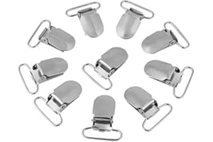 HZTYYIER 10/20 Piezas de Clips de Metal de Alta Resistencia, Clips de Abrazaderas de Metal Plateado para Tirantes, chupetes, Clips de Babero, Soporte de Juguetes o fabricación de Guantes(25MM * 10PCA)