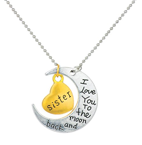 Sisters love special moon pendant in metal for Girls and Women by YELLOW CHIMES