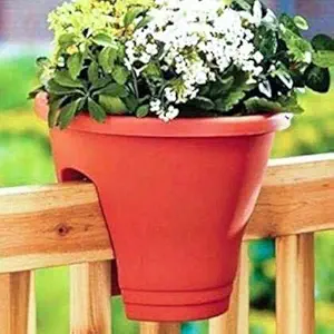 Well Grower Railing Pots and Planter, Railing Flower Pots Multi-Color (12-Inch, Set of 3 Pieces)