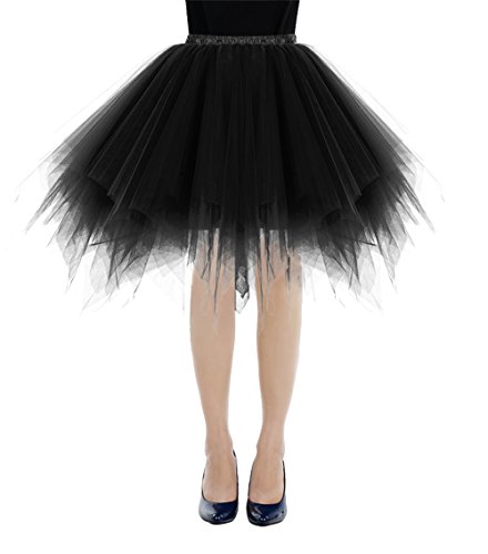 Bbonlinedress Faldas con Vuelo Tul Mujer Enaguas Cortas Mini Ballet Danza Fiesta Black L