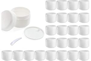 IMIROOTREE Lot de 24 pots de maquillage vides en plastique blanc de 20 ml avec couvercle dôme et doublure intérieure pour crème pour le visage, baume à lèvres, lotion
