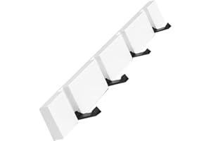YunNasi Hakenleiste Holz Kleiderhaken Klappbar Garderobenleiste Wand Garderobenhaken mit 5 Faltbar Haken für Jacken Mäntel Schals Hüten Handtaschen (Weiß, 4 Haken)