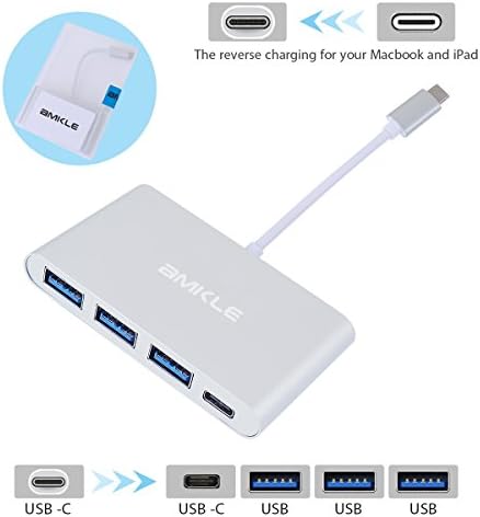 USB C to USB 3.0 Adapter Power Supply Type C 3.1 Thunderbolt 4-in-1 Multiport Adapter Hub Dock Dongle Splitter for MacBook, Google Chromebook and More