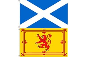 Scotland and Scotland Lion Flag - 2 Pack Set - 5 x 3 FT - 100% Polyester With Eyelets FlagSuperstore