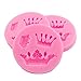 Produktbild 3er Set Fondantformen im Kronen-Design, Geburtstag-Kuchen, königliche Feier, Maripan, Schokolade, Fondant, royaler Party-Spass, Prinzessinen, Prinzen, Motto–Party, Muffin-Dekoration, Farbe: Rosa