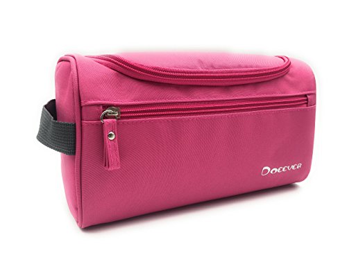 Neceser XYZ IDEA Bolsa de Aseo, Baño, Maquillaje, Organizador Acolchado Unisex Multiuso Impermeable Viaje Hogar Vacaciones, Departamentos con Cremallera muy Práctico y Espacioso Colgador y Asa, Rosa