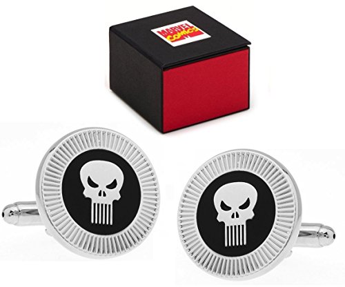 Marvel-Comics-Punisher-Logo-Superhero-Silver-Skull-Gemelos--Gemelos-Incluye-Caja-de-Regalo-diseo-de-Marvel-Comics