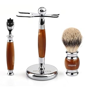 Anbbas Mens Starter Wet Shaving Badger Brush Stand and Razor Handle Kit - Image 2