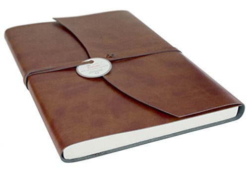 LEATHERKIND Romano Diario de Cuero Reciclado Castaño, A4 Páginas Lisas - Hecho a Mano en Italia