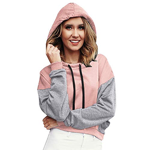 Preisvergleich Produktbild Mymyguoe Kapuzenpullover Frauen Splicing Shirt Casual Hoodie Sweatshirt Kapuzenpullover Patchwork Hoodie Strickpullover Kapuzenjacke Kapuzenshirt Kapuzen-Sweatshirt mit Kapuze Mantel Outwear