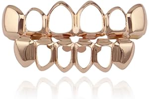 Sadiyamo Shiny Hip Hop Teeth Grillz Caps Iced Out CZ Top and Bottom Vampire Fangs Grillz for Men and Women