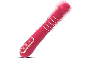 Jurqear Masajeadores de cuello eléctricos Vibradorador mujer juguetes eróticos consoladores.. para mujer con vibración 10 modos de vibración (Rojo)