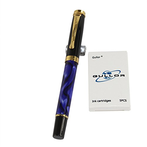 Gullor 500 Fountain pen blau und schwarz mit 5 Farb Gullor Tintenpatronen - 5