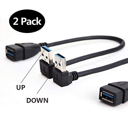SuperSpeed USB 3.0 macho a hembra Cable de datos de extensión arriba y abajo ángulo 2PCS por Oxsubor