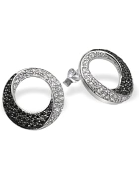 Goldmaid Damen-Ohrringe 925 Sterlingsilber 50 weisse 72 schwarze Zirkonia