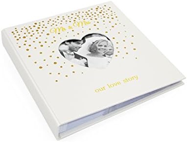 Mr and Mrs Gold Dot Love Story Wedding Photo Album 5x7" Boxed and Gift Bag