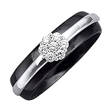 Jacques Lemans Damen Ring 925/- Sterling Silber Glänzend Zirkonia schwarz 490270033