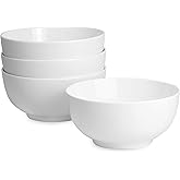 MAGNA RETAIL Porcelain Bowls 600ml Set of 4 | White Bowls for Breakfast, Soups, Salad, Curry Dishes, Pasta & Dessert | Dishwa