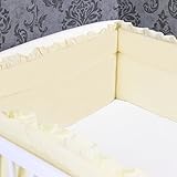 Bettumrandung Nestchen Kopfschutz 360x30 420x30 cm Bettnestchen Baby Einfarbig mit Rüschen NEU