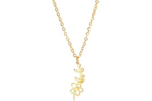 kkjoy Collier de Fleur du Mois de Naissance en Acier Inoxydable Collier avec Pendentif de Fleur pour 12 Mois de Naissance Collier de Meilleur Ami Bijoux pour Femme Fille