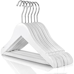 Hangerworld Lot de 12 Cintres Enfants & Bébés en Bois Blanc à Barre Pantalon Antidérapant - 30cm