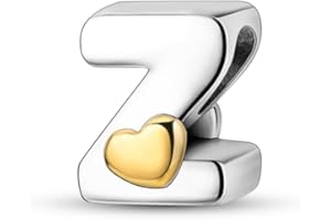 QIKAOLA 925 Ciondolo Charms in argento Sterling Pandora Ciondolo Charms Lettera Perline per Bracciali e Collane Europee
