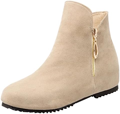 QVRGE Autumn Ladies And Winter Suede High Heel Ankle Boots,Beige-44EU