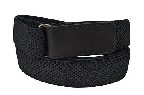 Men's Fully Adjustable Stretch 3cm Hook and Loop Belt. 145cm. Black