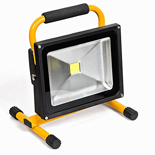 MCTECH Jaune Batterie Portable Rechargeable pêche Éclairage extérieur Camping Lanterne Atelier Projecteur IP65 (30W Blanc Chaud), 2
