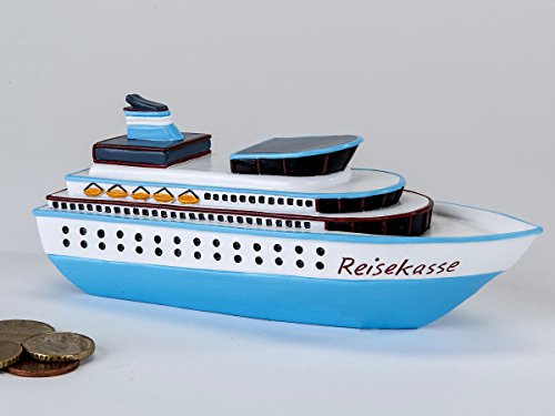 Preisvergleich Produktbild Spardose Schiff mit Gummistopfen Kreuzfahrt Traumschiff 15 cm, aus Kunststein