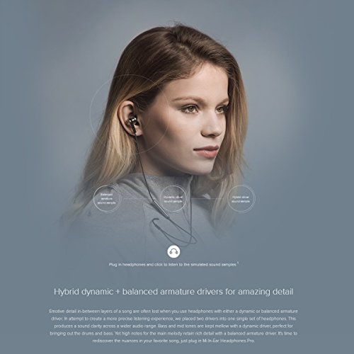 Xiaomi H  brido Dual Auriculares Earphone H  bridos Auriculares Intra-auriculares multi-unidad C  rculo Hierro Mixto Auriculares de Pist  n con Control Remoto por Cable con Control de Micr  fono  Plata Spacegrau 