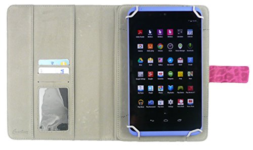 Emartbuy® Hot Rosa Eingabestift + ZTE Light 8 Tablet 7.85 Zoll Universalbereich ( 8 – 9 Zoll ) Faux Wildleder Leopard Hot Rosa Multi Angle Exekutiv Folio Mappen Kasten Abdeckung mit Kartensteckplätze - 5